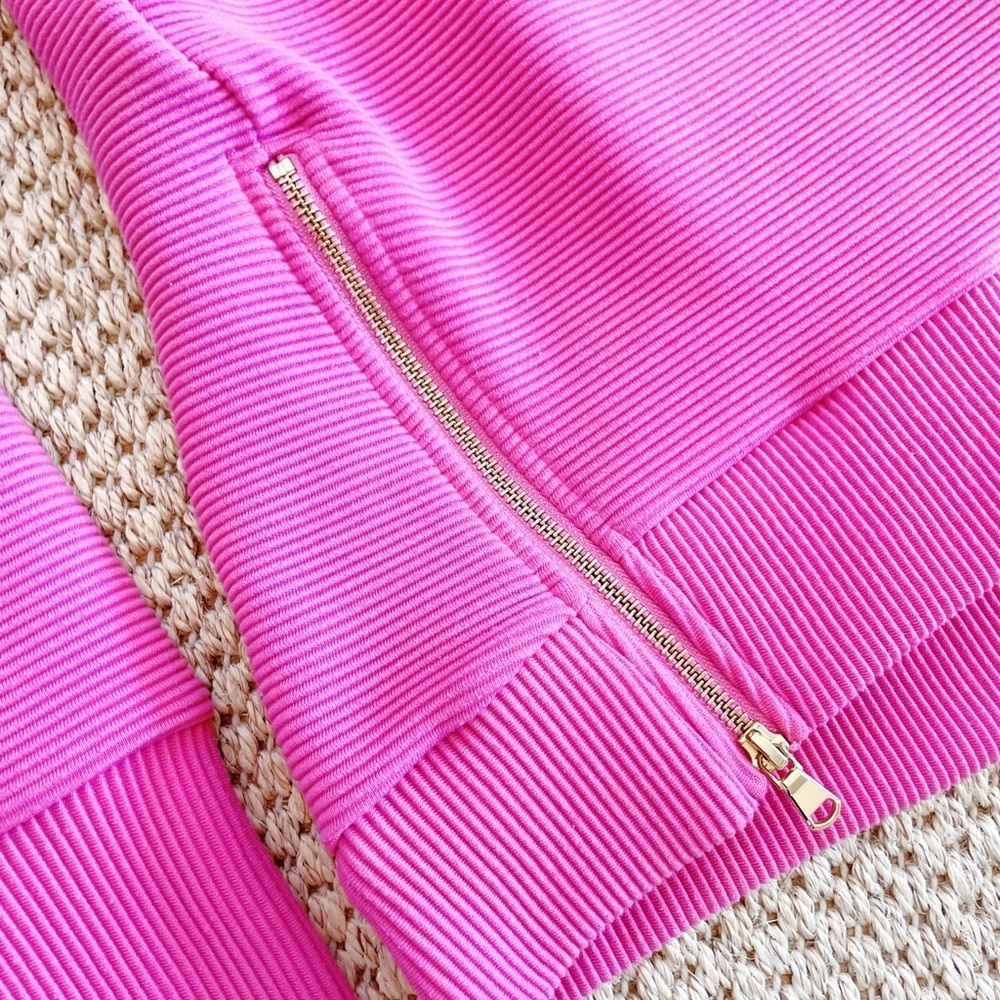 ADDISON BAY Women's The Everyday Crewneck Hot Pink Ribbed XS | Sold Out Online - Picture 4 of 10
